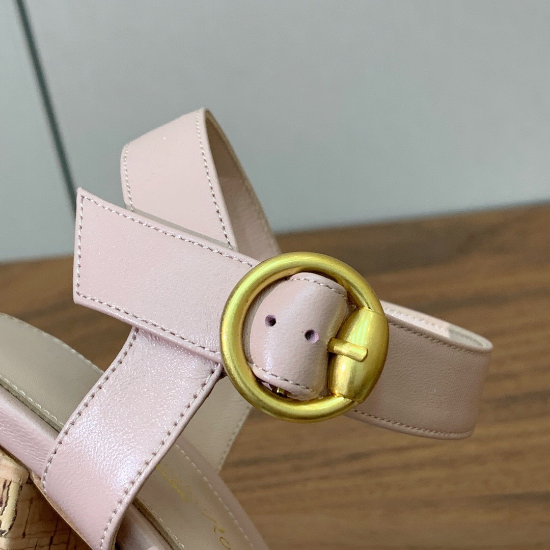 2025 Women Gianvito Rossi Light Pink Leather Platform Sandals