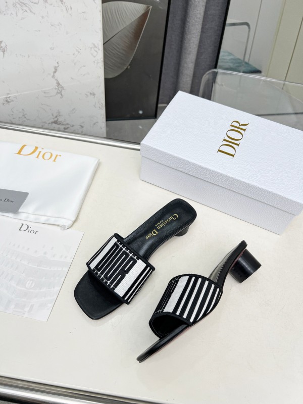 2025 Women Dior Black White Fabric Sandals LY00200