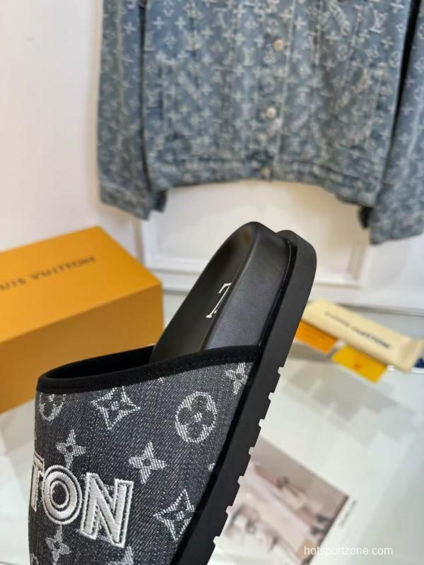2025 LV Black Fabric Slippers LY