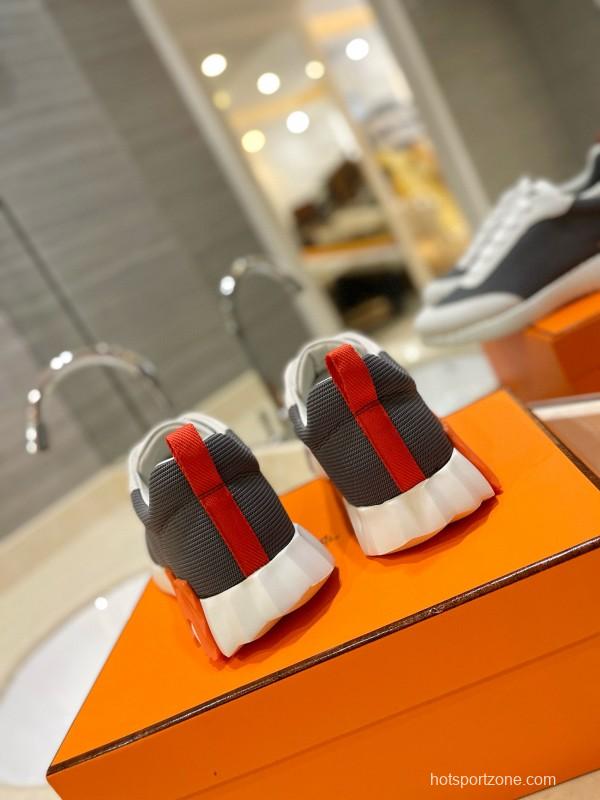 2024 Unisex Hermès Black White Imported Silk Sheepskin Imported Suede Casual Sneakers MJ00320