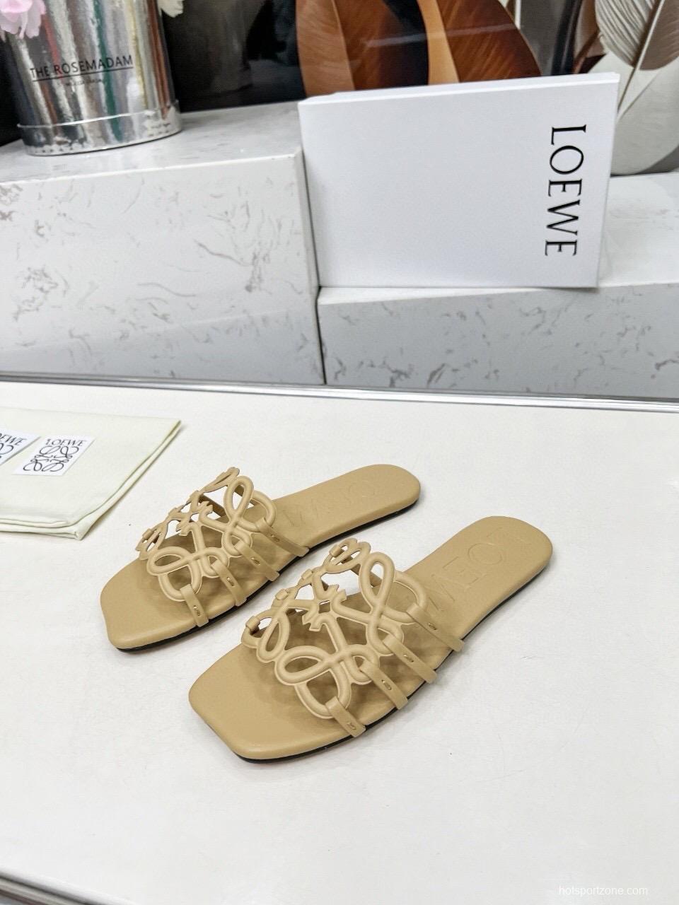 2025 Loewe Beige Leather Slippers