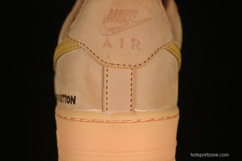 Louis Vuitton x Nike Air Force 1 '07 Low Casual Sneakers with Monogram Print in Wheat - CJ9179-200
