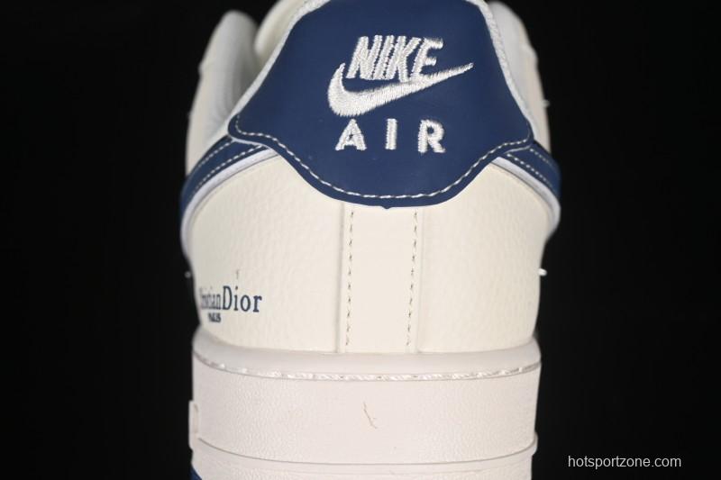 Nike Air Force 1 '07 Low Dior Collaboration Blue Four Small Silver Swoosh Casual Sneakers - XS2869-001