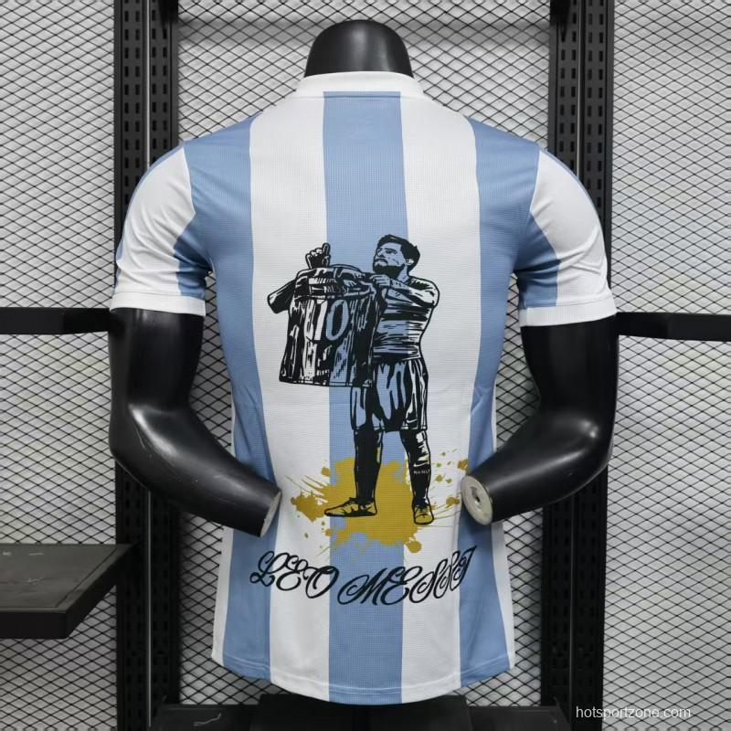 Player Version 2025 Argentina Blue with Messi Celebration Print Jersey
