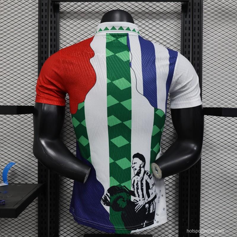 Player Version 25/26 Real Betis Multi-Club White with Colorful Tribute Patchwork Jersey