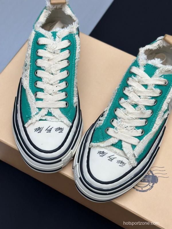 2025 Unisex XVESSEL Green White Canvas Low-Top Vulcanized Sneakers AS00240