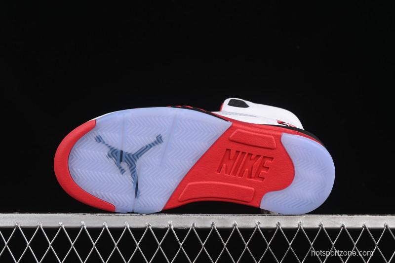 Nike Air Jordan 5 Retro Fire Red Black Tongue Basketball Shoes - HQ7978-101