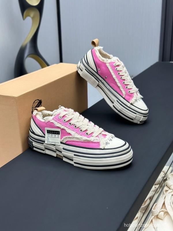 2025 Unisex XVESSEL Pink White Canvas Plimsolls Vulcanized AS00240