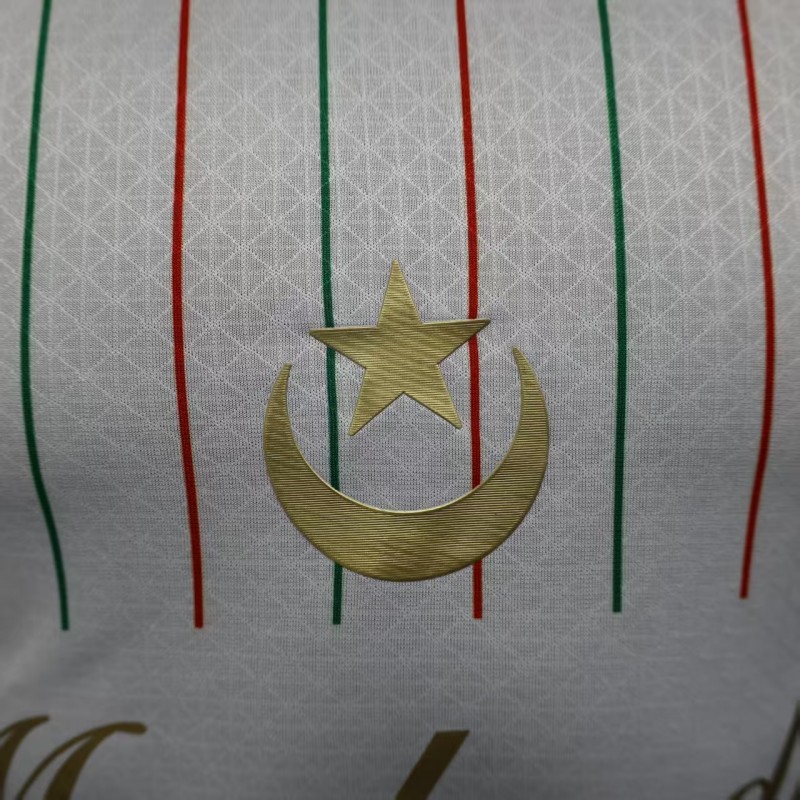 Player Version 2025 CD Palestina White with Red and Green Pinstripe Jersey
