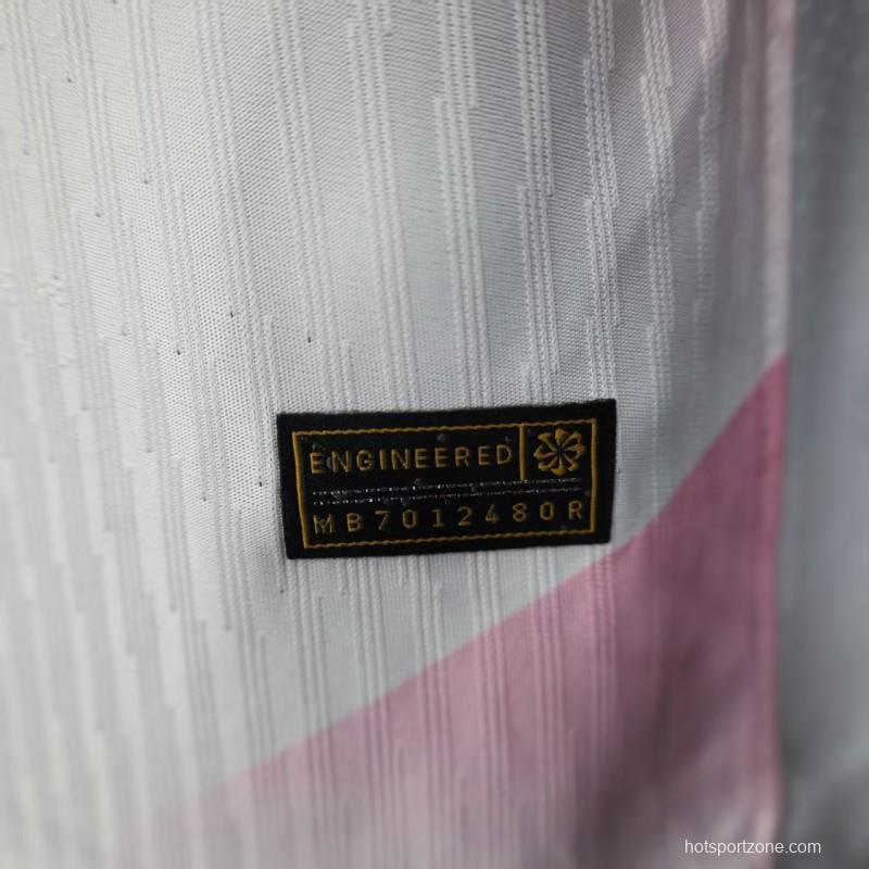 Player Version 25/26 FC Barcelona Pink White with Diagonal Stripe Pattern Jersey