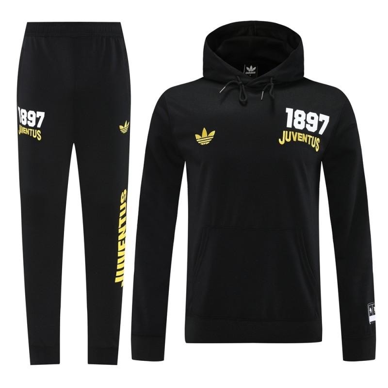 25/26 Juventus Black Hoodie Full Zipper Jacket + Long Pants