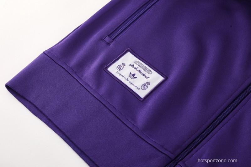 25/26 Real Madrid Purple Full Zipper Jacket +Long Pants