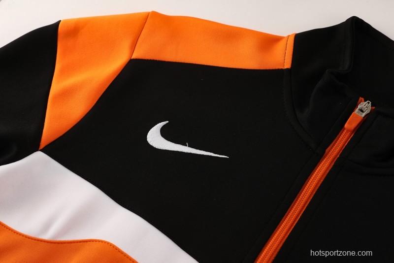 2025 Nike Orange/Black Full Hoodie Zipper Jacket +Long Pants