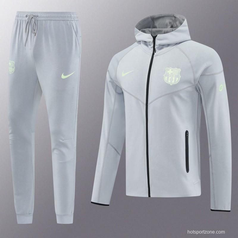 25/26 Barcelona Grey Full Zipper Hoodie Jacket +Long Pants