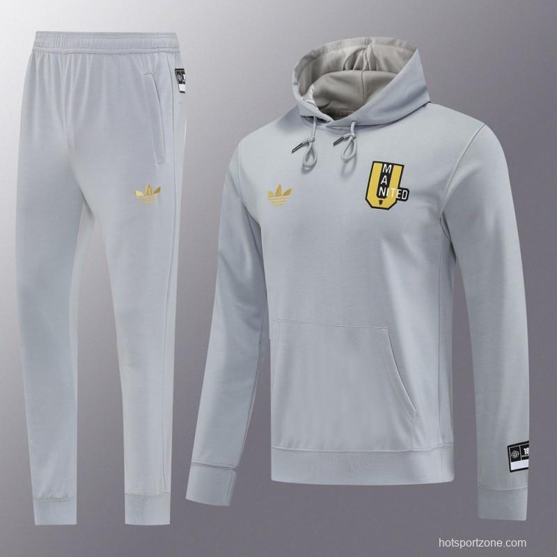 25/26 Manchester United Hooide Grey Full Zipper Jacket + Long Pants