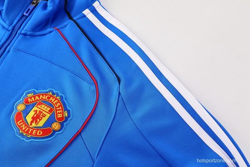 25/26 Manchester United Blue Full Zipper Jacket +Long Pants