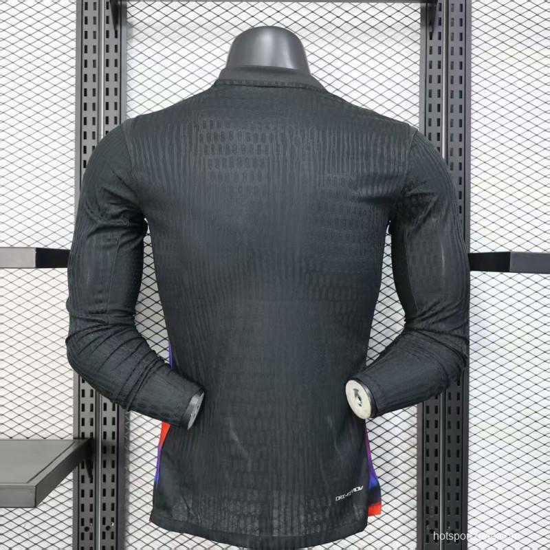 Player Version 2025 England Away Black Long Sleeve Jersey