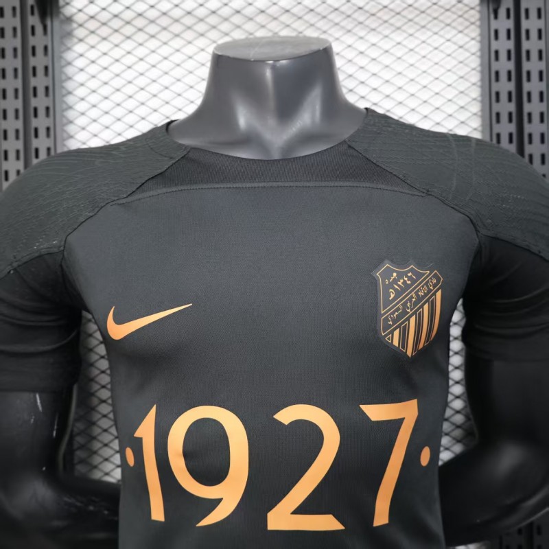 Player Version 25/26 Al-Ahli Black Champion Jersey With Golden Sponsor