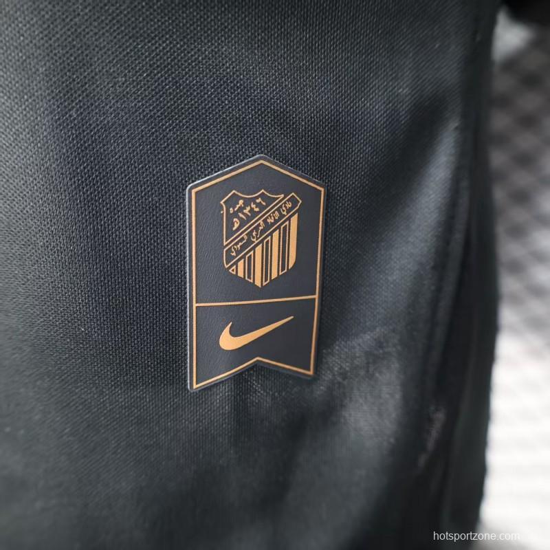 Player Version 25/26 Al-Ahli Black Champion Jersey With Golden Sponsor