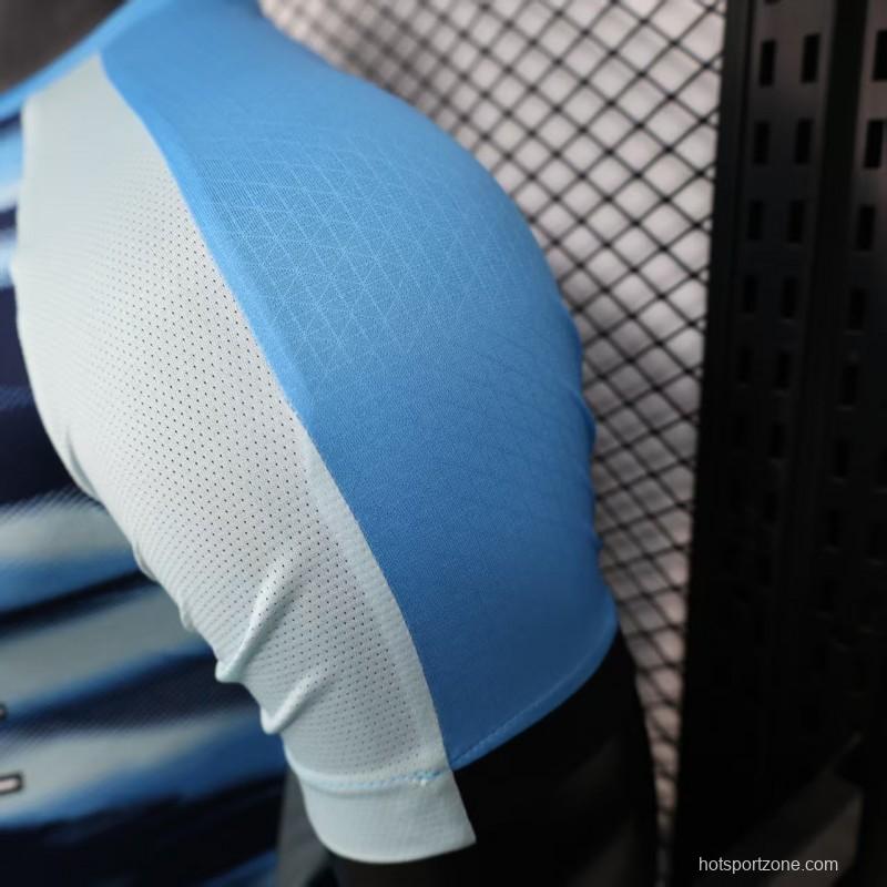 Player Version 25/26 Olympique de Marseille Blue with Gradient Wave Pattern Jersey