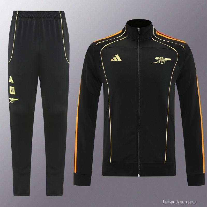 25/26 Arsenal Black Full Zipper Jacket + Long Pants