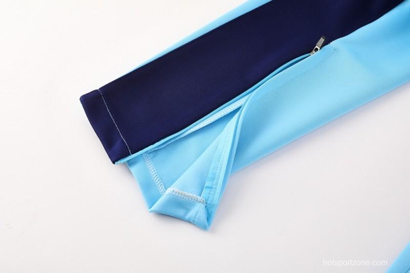 2025 Nike Air Tracksuit Set - Light Blue with Navy Accents Full Zipper Jacket + Long Pants