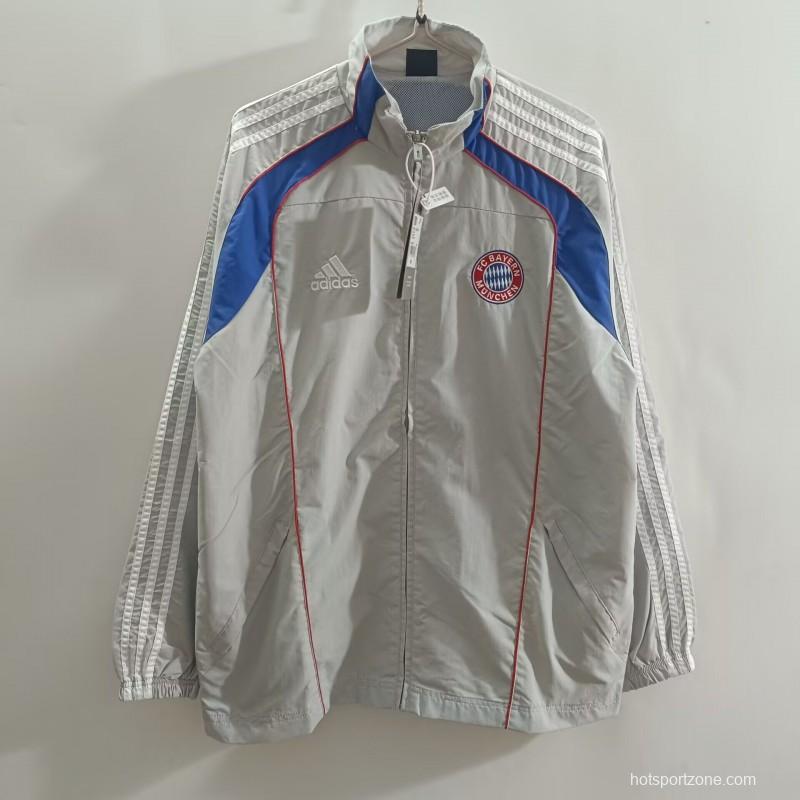 25/26 Adidas FC Bayern Munich Vintage Track Jacket - Silver/Blue Classic Edition Windbreaker