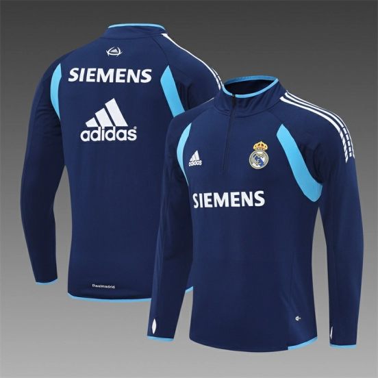 Retro 05/06 Real Madrid Royal Blue Half Zipper Jacket+Long Pants
