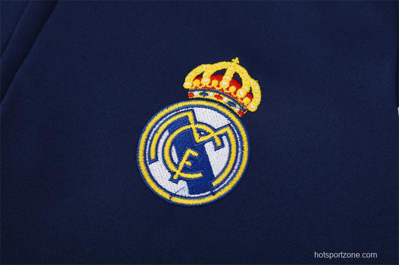 Retro 03/04 Real Madrid Royal Blue Half Zipper Jacket+Long Pants