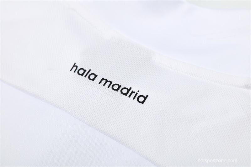 Retro 15/16 Real Madrid White Half Zipper Jacket+Long Pants