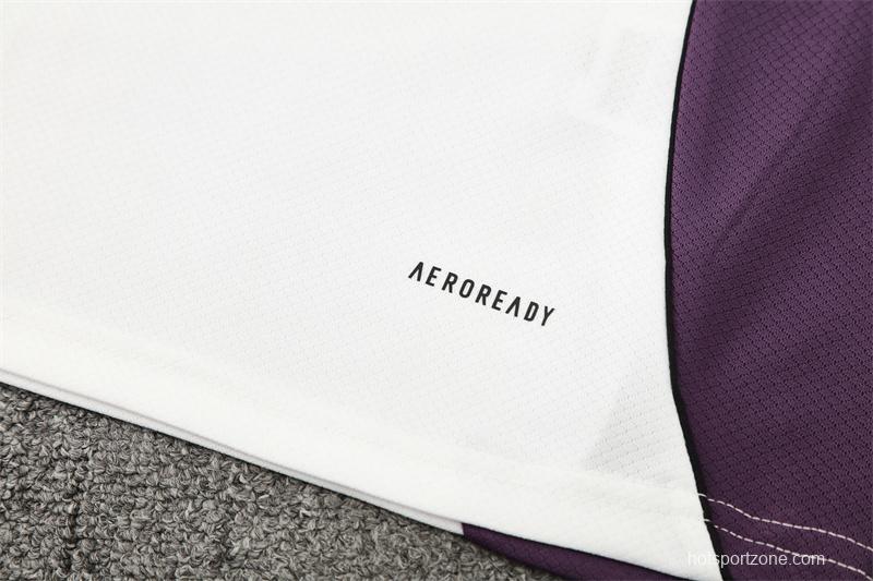 25/26 Manchester United White Purple Short Sleeve+Soccer Shorts