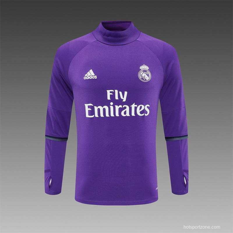 Retro 16/17 Real Madrid Purple Half Zipper Jacket