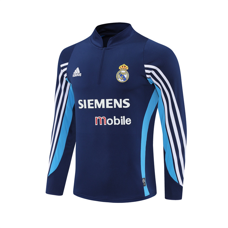 Retro 03/04 Real Madrid Royal Blue Half Zipper Jacket
