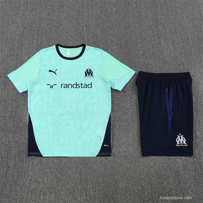 25/26 Olympique de Marseille Lake Blue Camouflage with XS Short Sleeve+Soccer Shorts