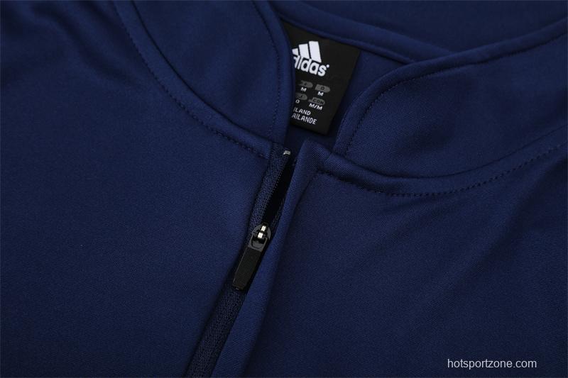 Retro 03/04 Real Madrid Royal Blue Half Zipper Jacket+Long Pants