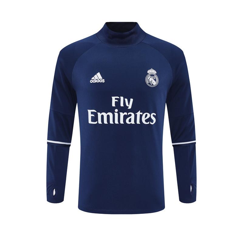 Retro 16/17 Real Madrid Royal Blue Half Zipper Jacket+Long Pants