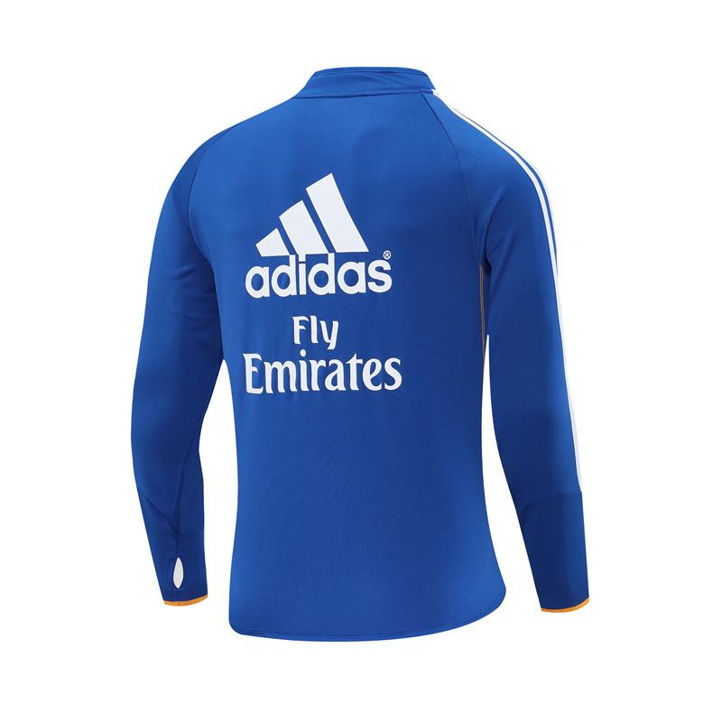 Retro 13/14 Real Madrid Color Blue Half Zipper Jacket+Long Pants