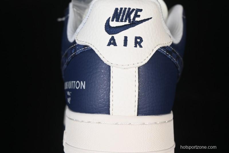 Nike Air Force 1 '07 Low LV Collaboration Navy Blue Cashew Flower Casual Sneakers - JP8028-009