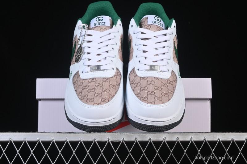 Nike Air Force 1 '07 Low Gucci Collaboration Pattern Grass Green Casual Sneakers - AH8462-004