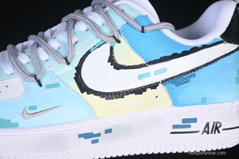 Nike Air Force 1'07 Low Hand-drawn Graffiti Electric Blue Tone Casual Sneakers - FB8917-300