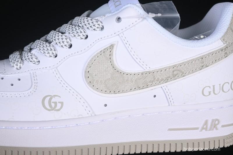 Nike Air Force 1 '07 Low Gucci Collaboration Light Gray Denim Glow-in-the-Dark Low-Top Casual Sneakers - XX3168-197