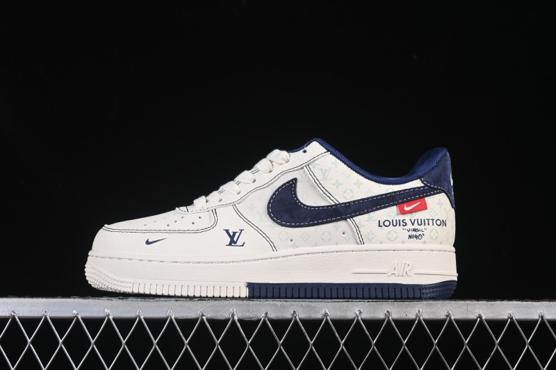 Nike Air Force 1 '07 Low LV Collaboration Print Light Blue Swoosh Casual Sneakers - MZ9588-817