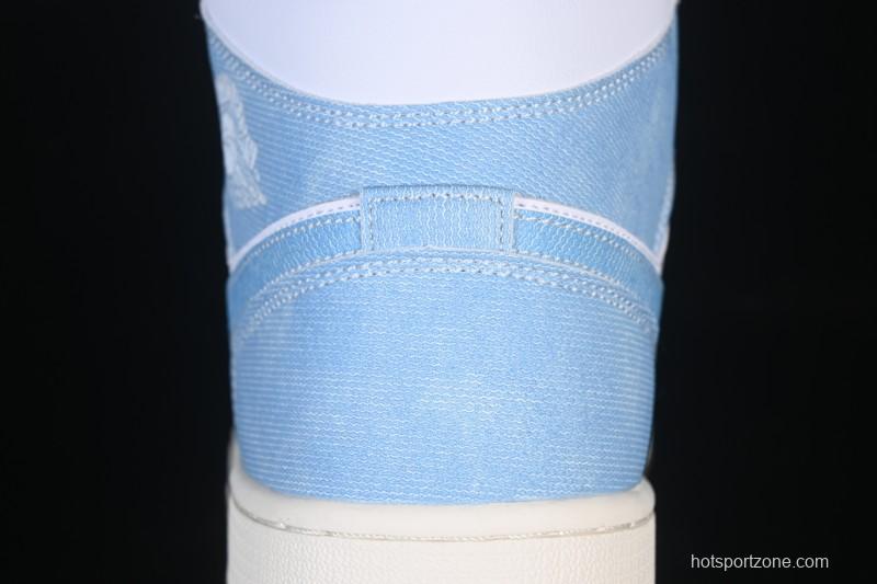 Nike Air Jordan 1 Mid Retro Denim Blue Casual Sneakers - HQ2005-100