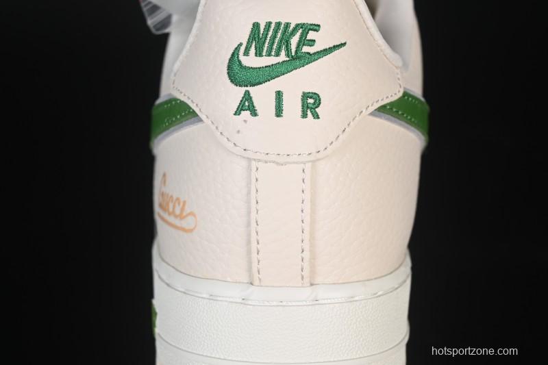 Nike Air Force 1 '07 Low Gucci Collaboration White Brown Green Casual Sneakers - YF9511-804