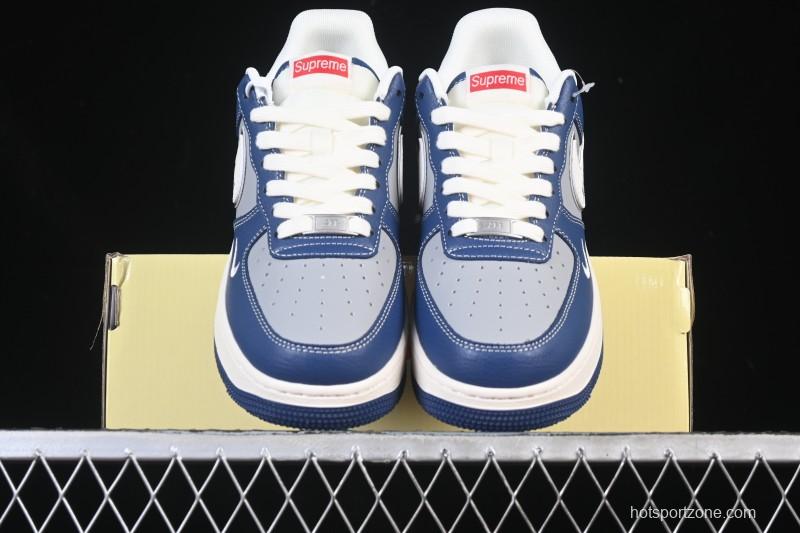 Nike Air Force 1 '07 Low Supreme Collaboration White Blue Gray Red Casual Sneakers - XD2588-602