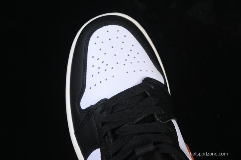 Nike Air Jordan 1 Mid AJ1 Mid-Top Casual Sneakers with Black White Orange Design - DQ8426-801