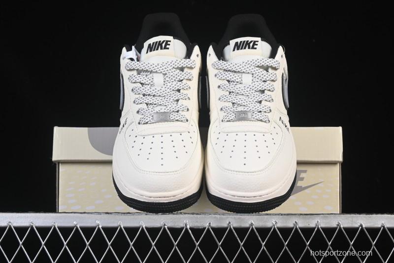 Nike Air Force 1'07 Low Beige Gray Black Letter Casual Sneakers - JS8028-018