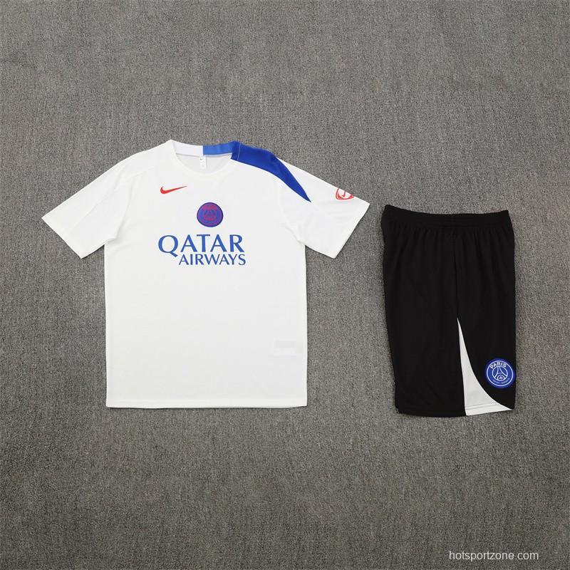 25/26 PSG White T90 with XS Short Sleeve+Soccer Shorts