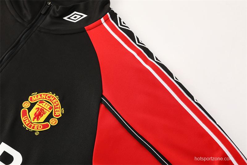 Retro 98/99 Manchester United Black Half Zipper Jacket