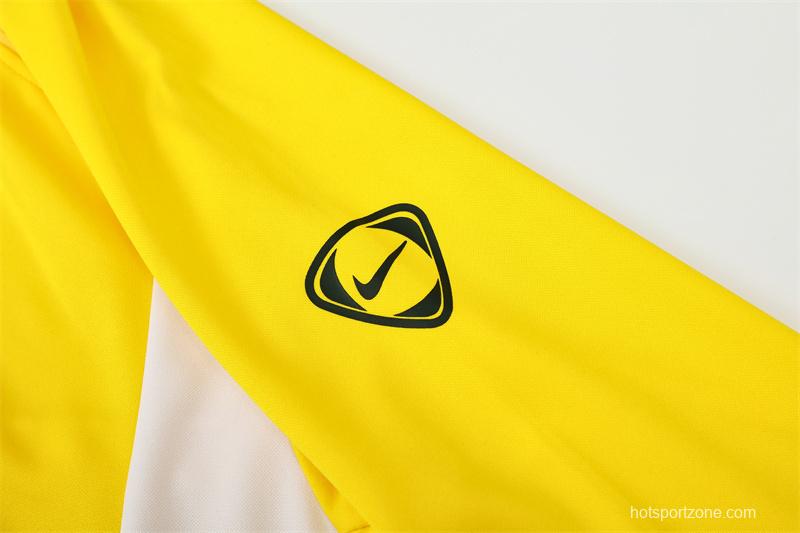 2002 Brazil Yellow Half Zipper Jacket+Long Pants